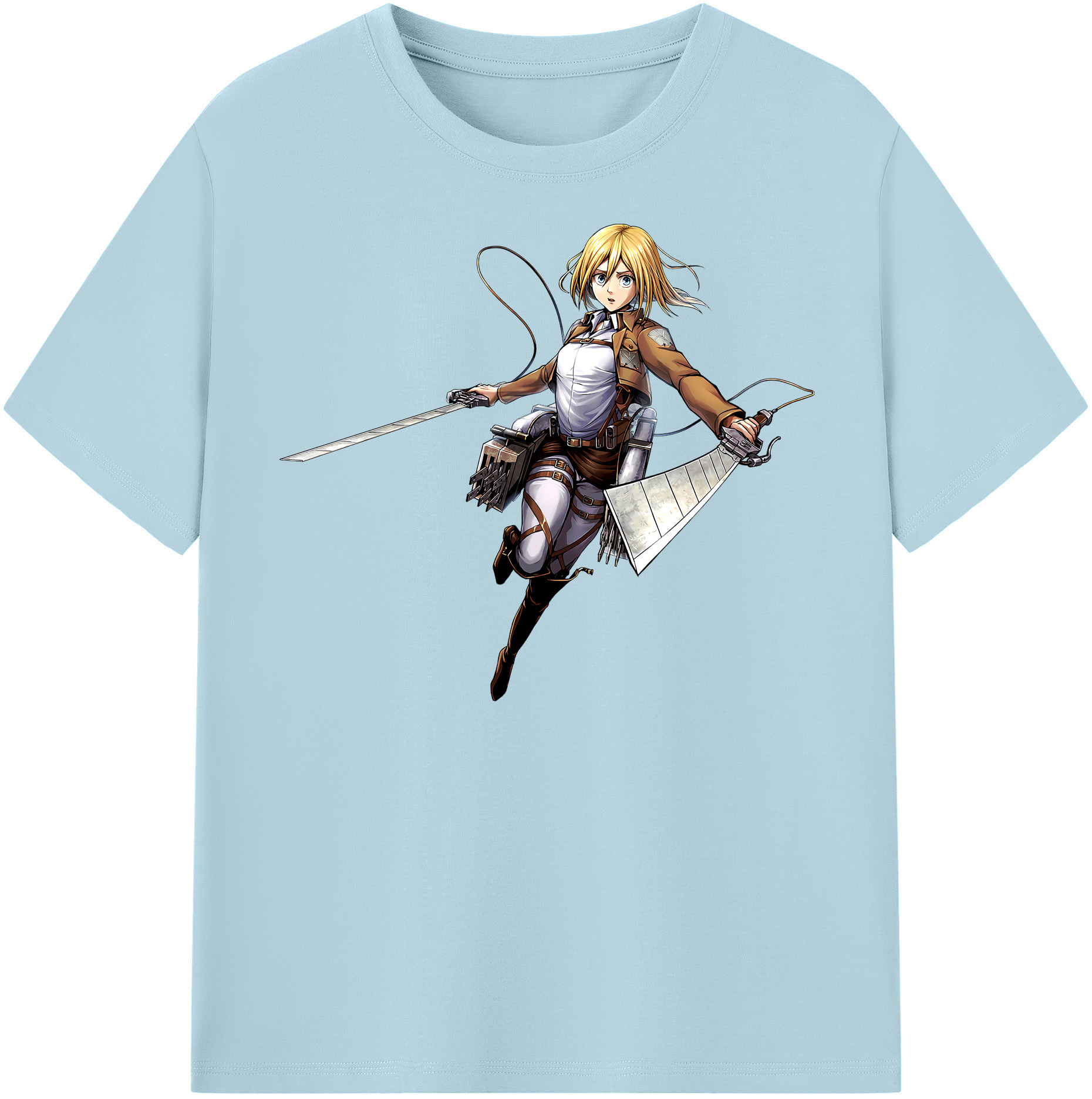 （画像用） 進撃の巨人 クリスタ·レンズ Attack on Titan Christa Lenz 綿100％半袖Tシャツ（フロントプリント）